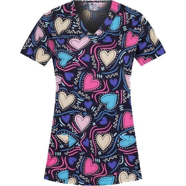 Set medical tunică Bambina forever love și pantaloni Barisa mov Set medical tunică Bambina forever love și pantaloni Barisa mov