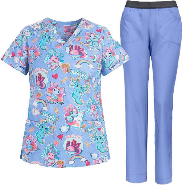 Set medical Axolotls și pantaloni CKE1124 Albastru deschis Set medical Axolotls și pantaloni CKE1124 Albastru deschis