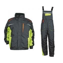 Set de lucru Prisma Winter  cu salopete gri/verde