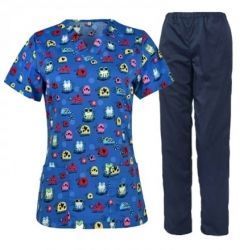 Set tunica BAMBINA broaște și pantaloni albastru deschis