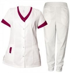 Set medical din 2 părți ALEGRA și pantaloni bordo