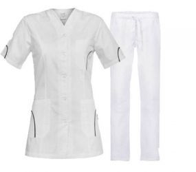 SILVIA MEDICAL SET 2 BUC. CU PANTALONI ALBI