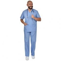 CESARE ALBASTRU DESCHIS TUNICĂ MEDICALĂ CU PANTALONI