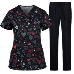 Set tunica BAMBINA inimile  și pantaloni negru