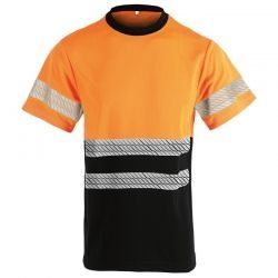 PRISMA HV PORTOCALIU/NEGRU Tricou reflectorizant