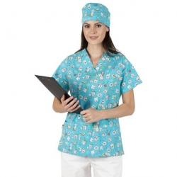 Tunică medicală BAMBINA cu dinți albaștri