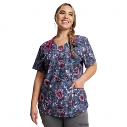Tunică medicală de lucru DK623 – gri cu flori