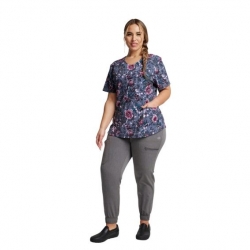 Tunică medicală de lucru DK623 – gri cu flori