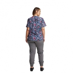 Tunică medicală de lucru DK623 – gri cu flori