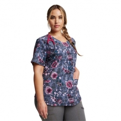Tunică medicală de lucru DK623 – gri cu flori