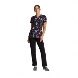 Tunică medicală de lucru EDS DK717 – neagră cu flamingo