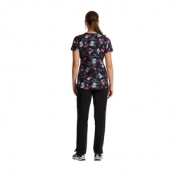 Tunică medicală de lucru EDS DK717 – neagră cu flamingo