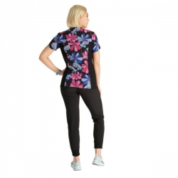 Tunică medicală de lucru CK793 negru cu flori
