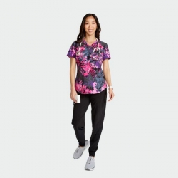 Tunică medicală CHEROKEE GENUINE CK664 imprimeu Brilliant Botanicals