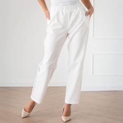 Pantalon medical Bwell Atelier VIOLA alb/argintiu