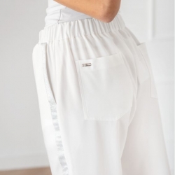 Pantalon medical Bwell Atelier VIOLA alb/argintiu