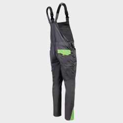 Pantaloni de salopete PRISMA LIGHT STRETCH GRI/VERDE