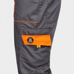 Pantaloni de salopete PRISMA LIGHT STRETCH GRI/PORTOCALIU