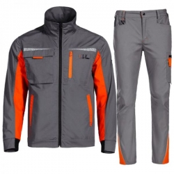 Set de lucru Prisma Light Stretch jachetă și pantaloni gri/portocaliu