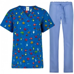 Set de lucru pentru dame BAMBINA, broșe cu pantaloni bleu deschis