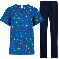 Set de lucru pentru dame BAMBINA, broșe cu pantaloni bleumarin