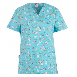 Set de lucru pentru femei BAMBINA dințișori albaștri cu pantaloni albi