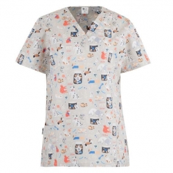 Set de lucru pentru femei BAMBINA câini/pisici cu pantaloni gri deschis