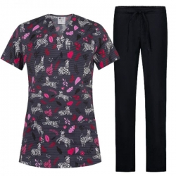 Set de lucru Bambina Zebra – tunică și pantaloni negri