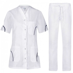 Set medical feminin Silvia cu pantaloni Alessi – alb