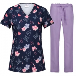 Set medical de lucru Isabella „Heroes” cu pantaloni iris