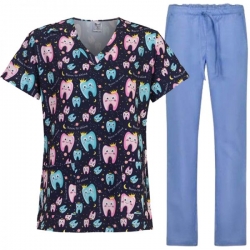 Set de lucru ISABELLA Born to Shine – tunică și pantaloni bleu