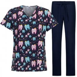 Set de lucru ISABELLA Born to Shine – tunică și pantaloni bleumarin