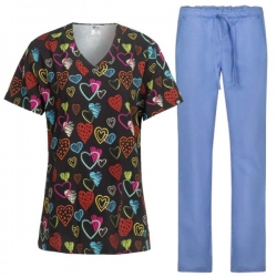 Set de lucru ISABELLA Colour Love – tunică și pantaloni bleu deschis