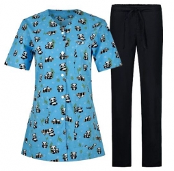 Set de lucru pentru femei CARINA – model „Panda” cu pantaloni negri