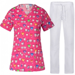 Set tunica BAMBINA Dințișori și pantaloni  alb