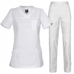 Set de lucru pentru femei Victoria alb cu pantaloni Barisa
