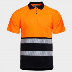 Polo tricou reflectorizant PRISMA HV PORTOCALIU/NEGRU