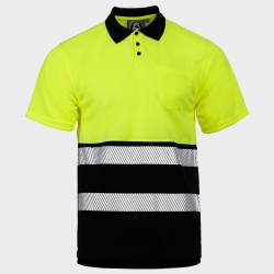 Polo tricou reflectorizant PRISMA HV GALBEN/NEGRU