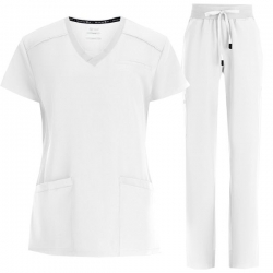 Set medical pentru femei Julia cu pantalon Mauri alb