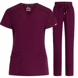 Set medical pentru femei Julia cu pantalon Mauri burgundiu