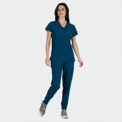 Set medical pentru femei Julia cu pantalon Mauri albastru Caraibe