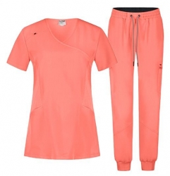 Set medical JUSTINA pentru femei cu pantalon RICCI bleumarin coral