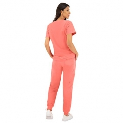 Set medical JUSTINA pentru femei cu pantalon RICCI bleumarin coral
