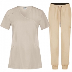 Set medical JUSTINA pentru femei cu pantalon RICCI nisip