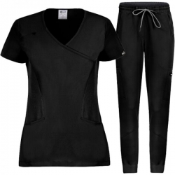 Set medical JUSTINA pentru femei cu pantalon RICCI negru