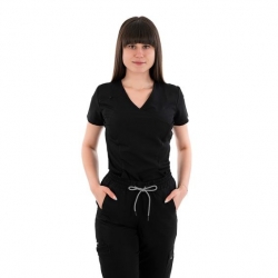 Set medical JUSTINA pentru femei cu pantalon RICCI negru