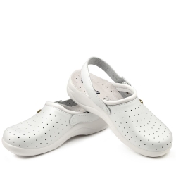 Sabot de lucru pentru femei STRAP WHITE cu curea