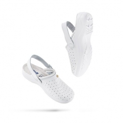 Sabot de lucru pentru femei STRAP WHITE cu curea