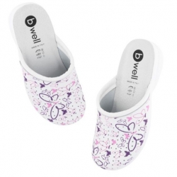 Șlapi medicali AERIAL Lady Albi cu fluturi