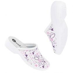 Șlapi medicali AERIAL Lady Albi cu fluturi